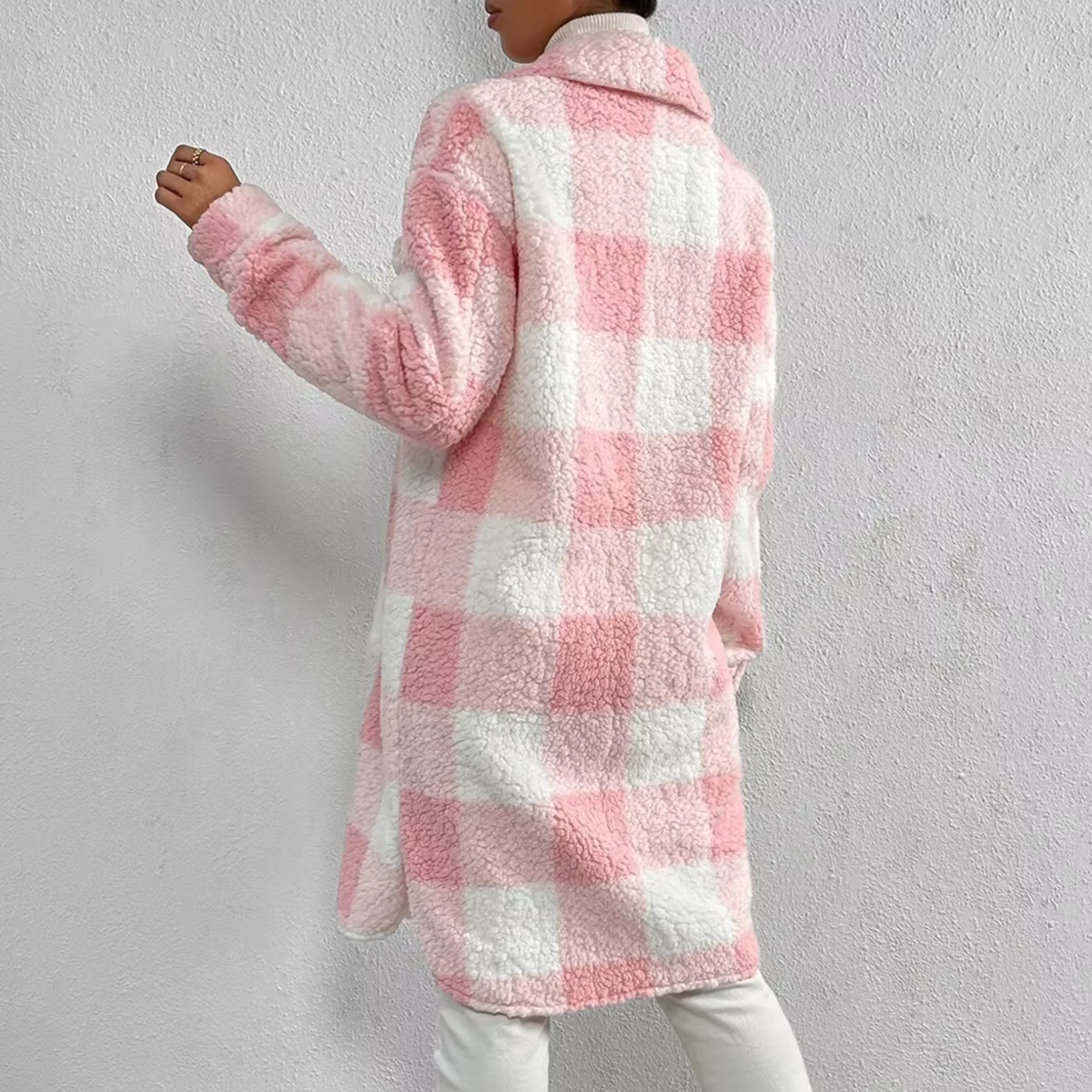 TAHLIA | Plaid Fleece Trench Coat For Women