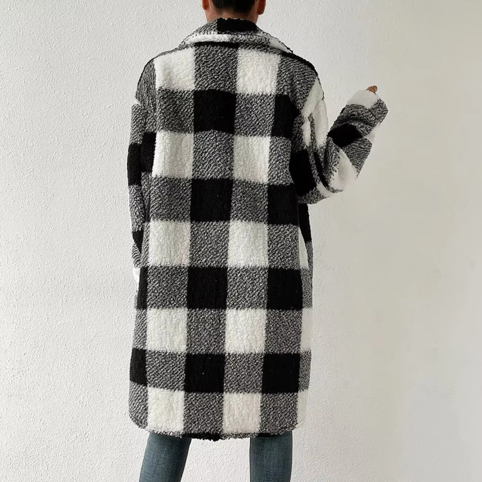 TAHLIA | Plaid Fleece Trench Coat For Women