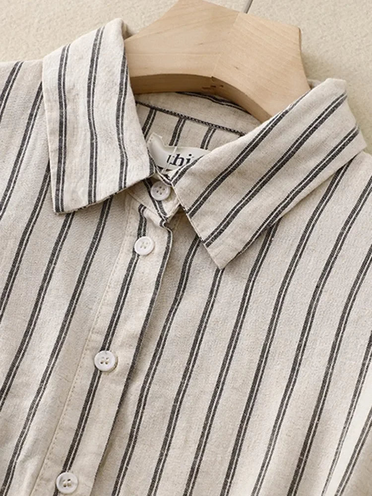 NIA | Modern Oversized Striped Button-Down Shirt For Women