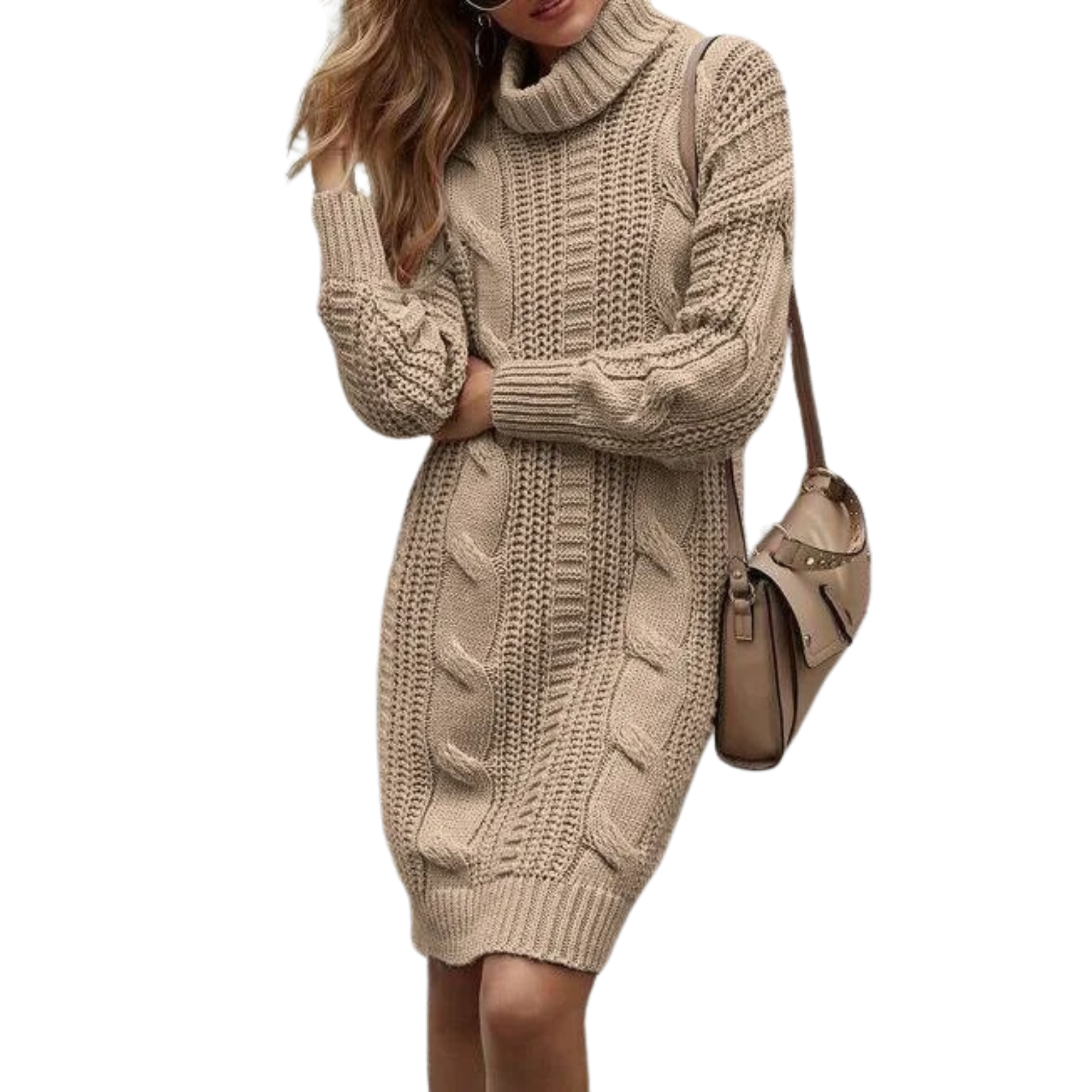 KHAKI-women-Turtleneck-Knitted-Sweater-Dress.JPG