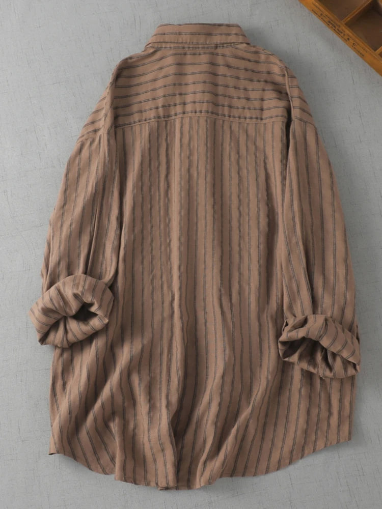 NIA | Modern Oversized Striped Button-Down Shirt For Women