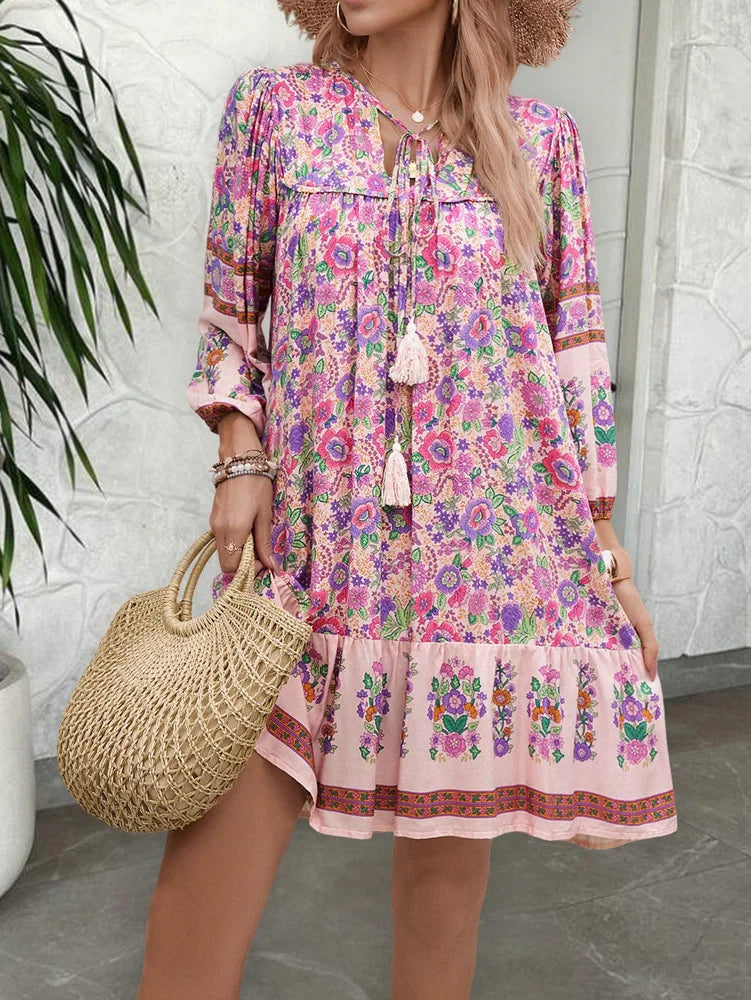 blue-Women-Casual-Floral-Long-Sleeve-Dress