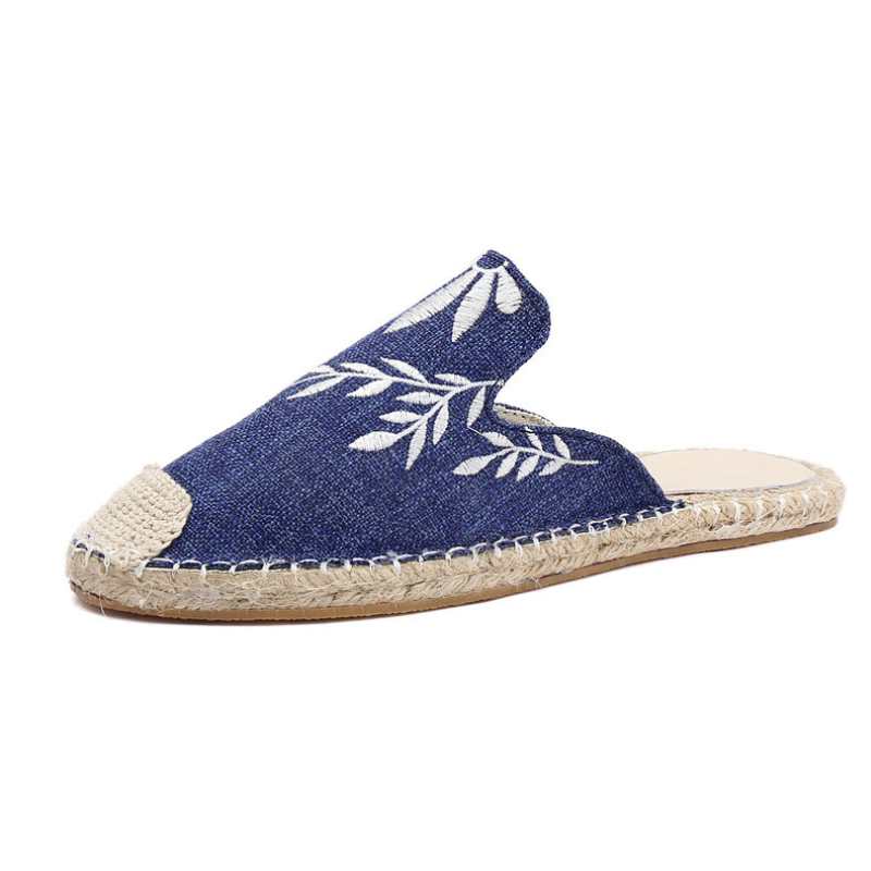 BREEZ | Flora Embroidered Canvas Half - Mules For Women