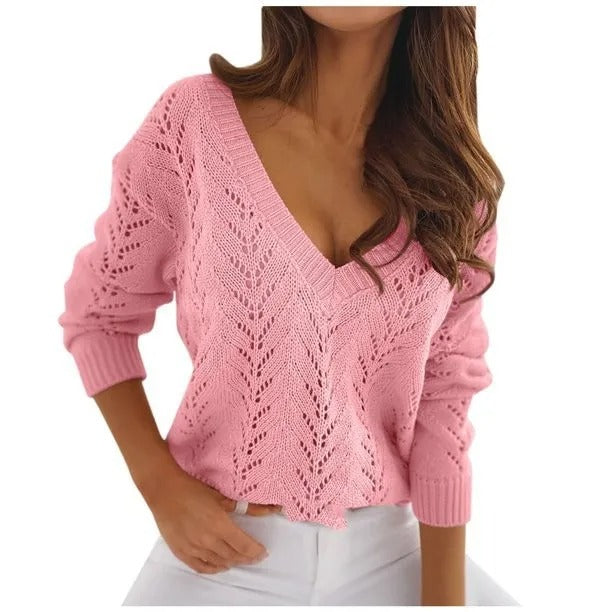 PINK-women-V-Neck-Knitted-Crop-Sweater.JPG