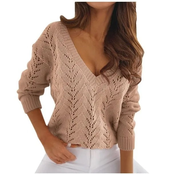 LIGHT-BROWN-women-Mocha-V-Neck-Knitted-Crop-Sweater.JPG