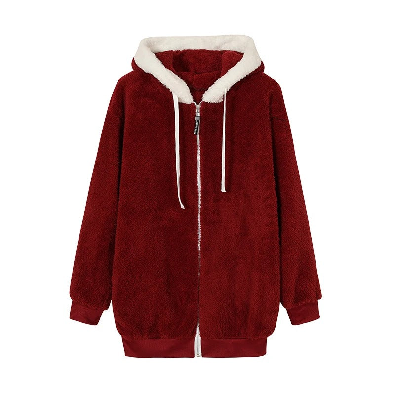RED-women-Plush-Zipper-Hooded-Jacket.JPG