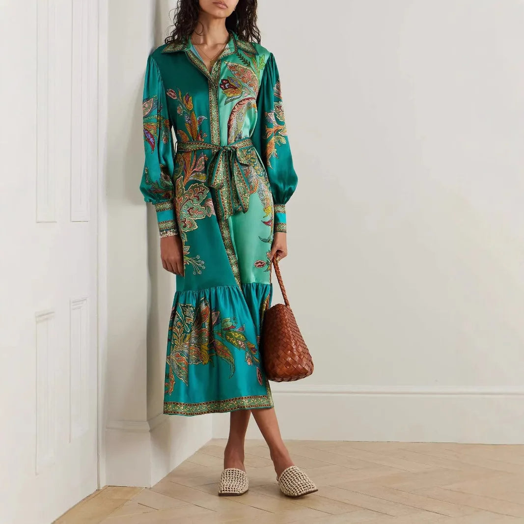 LAURA | Vintage Puff Sleeve Midi Dress