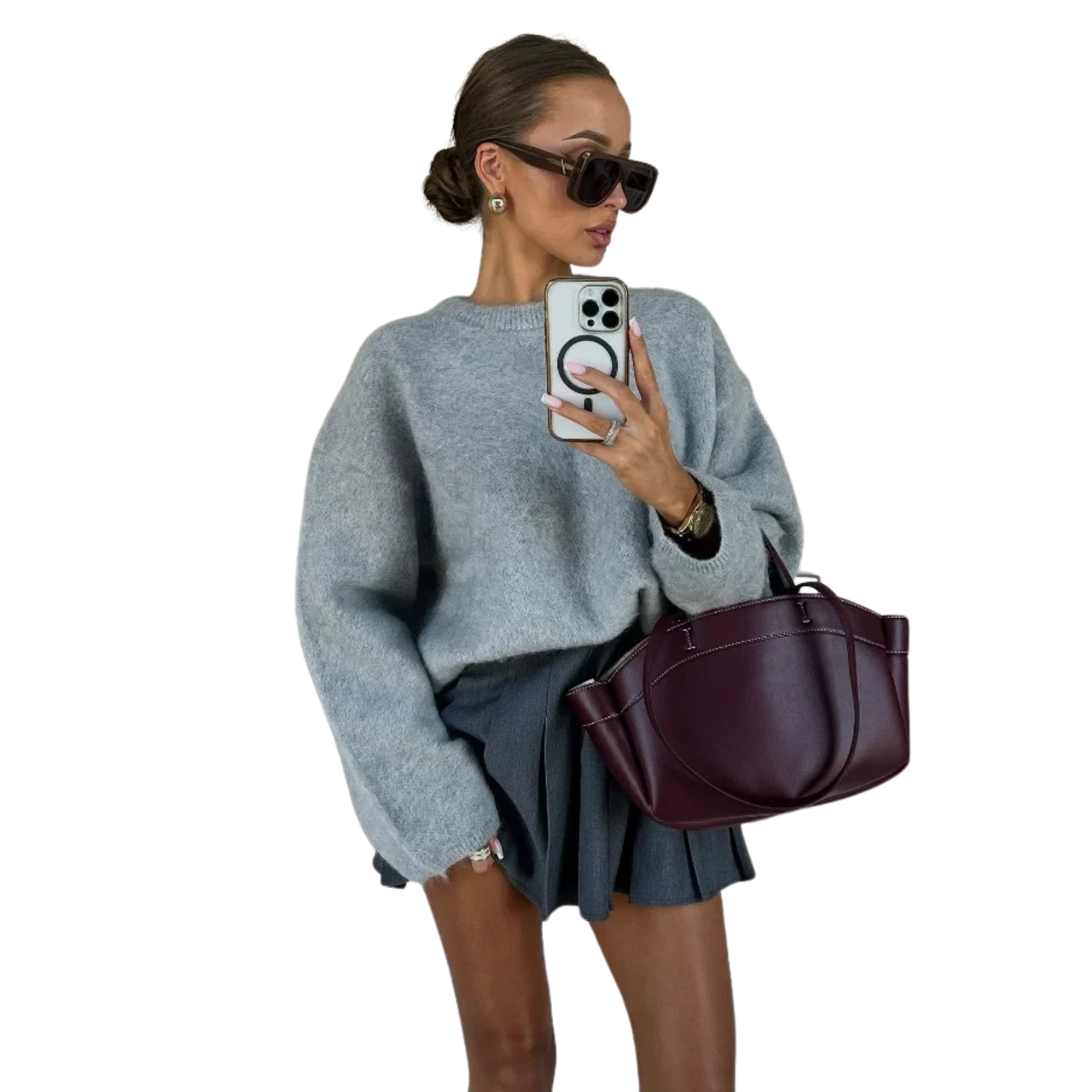 GREY-women-Solid-Color-O-Neck-Knitted-Sweater.JPG