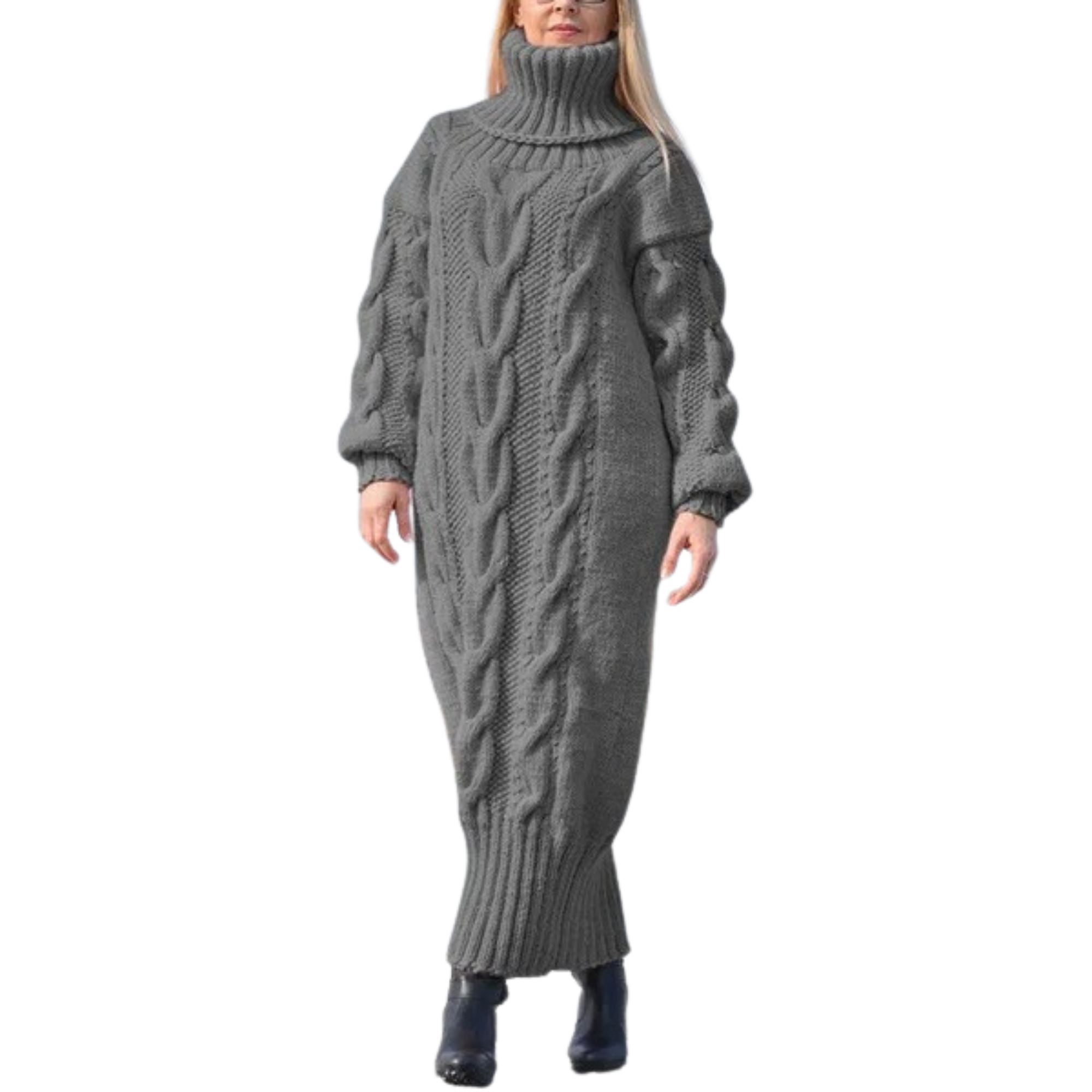  WOMEN-GREY-Turtleneck-KNIT-Sweater-Bodycon-Dress.JPG