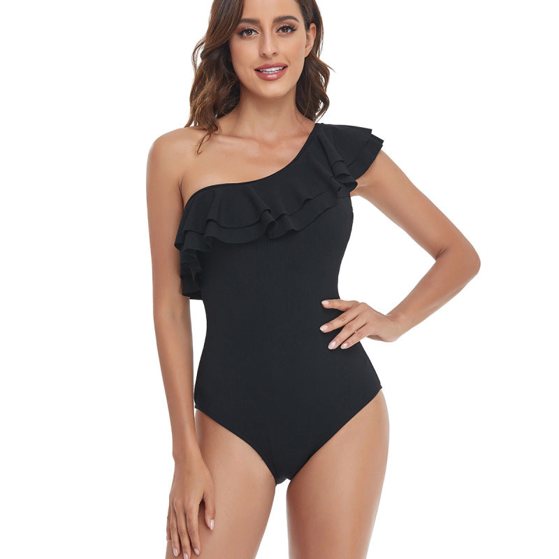 Chic Ruffle One-Shoulder Swimsuit