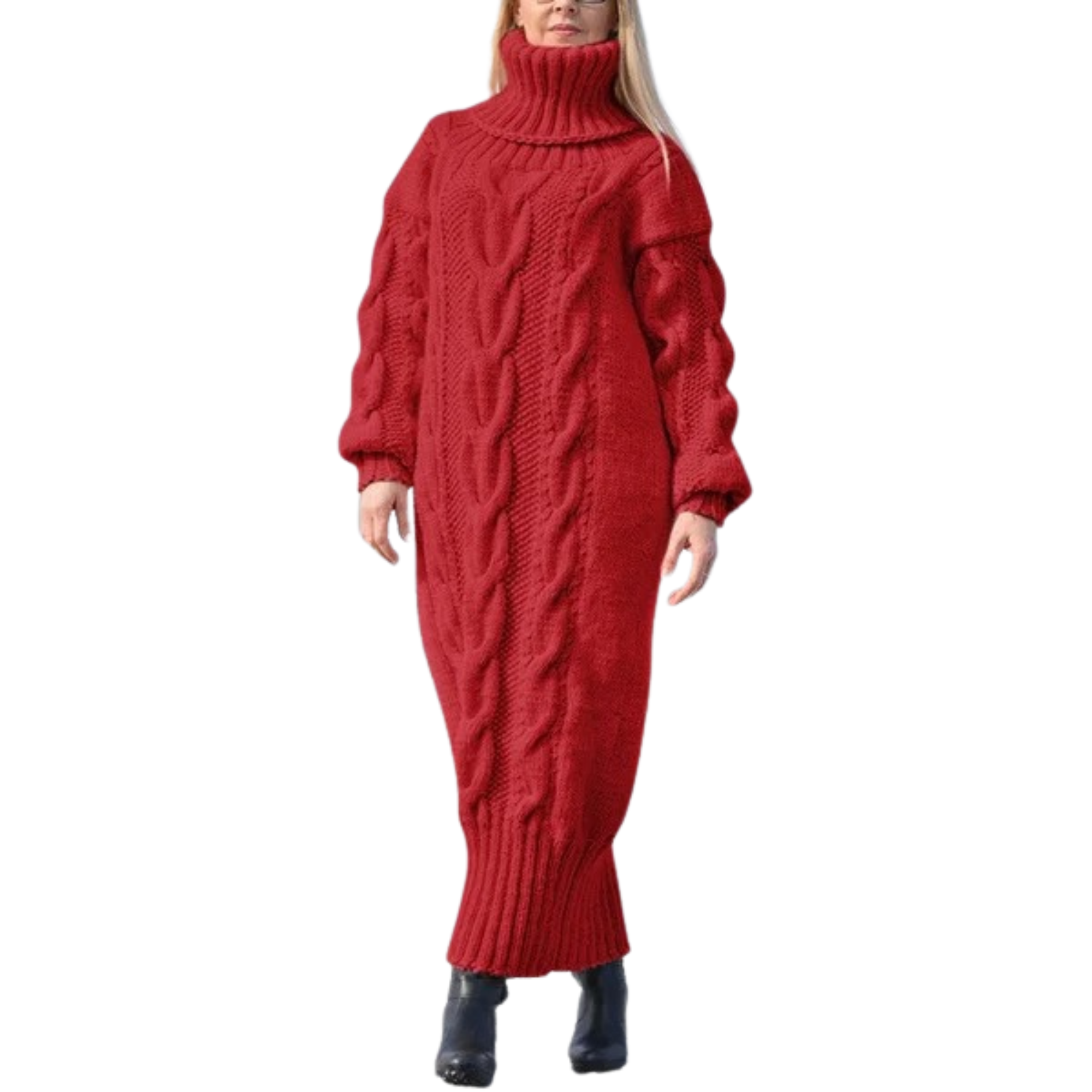 WOMEN- RED-Turtleneck-KNIT-Sweater-Bodycon-Dress.JPG