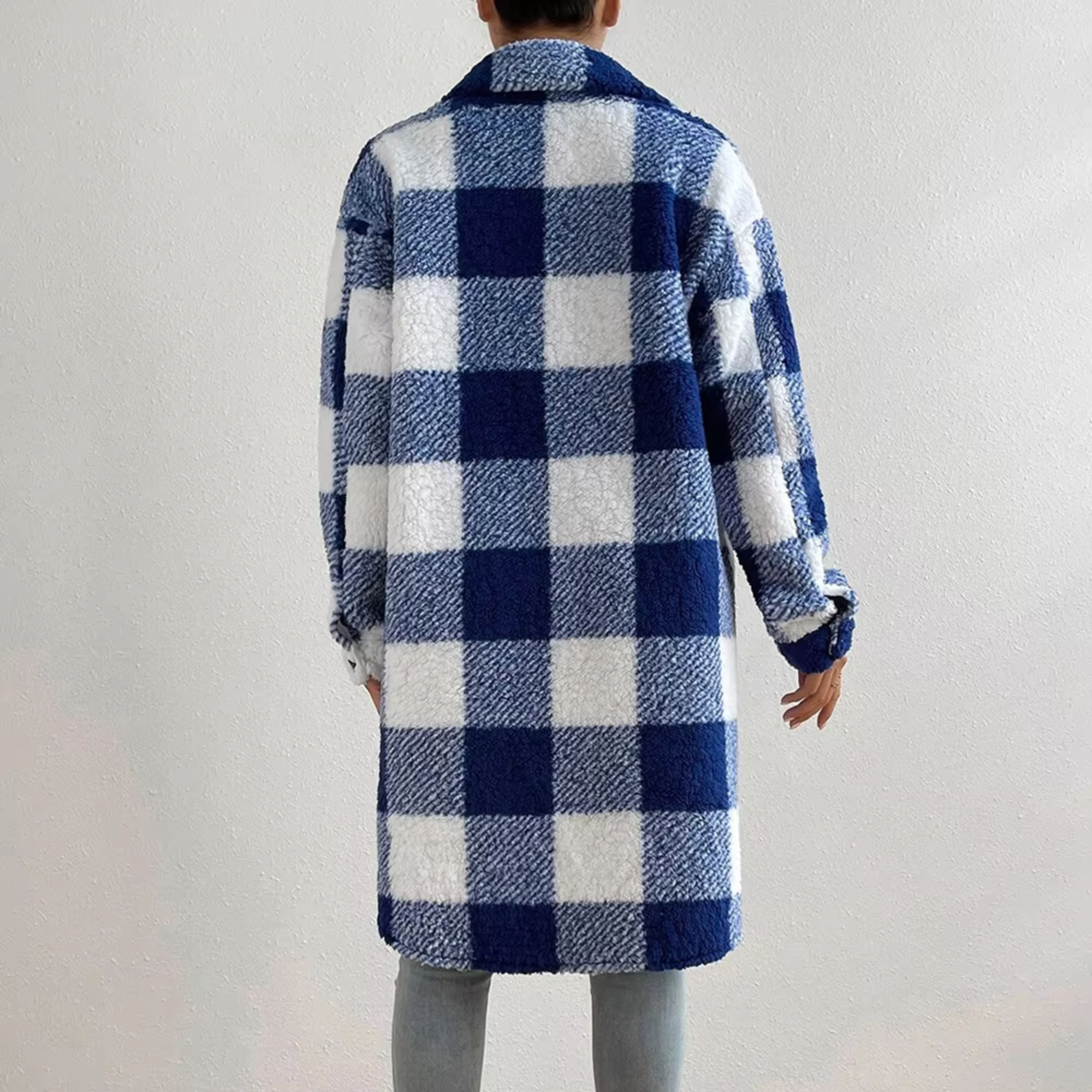 TAHLIA | Plaid Fleece Trench Coat For Women
