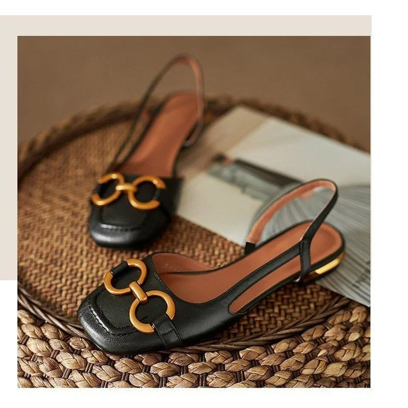 CLARA |  Chic Square Toe Buckle Sandals For Women