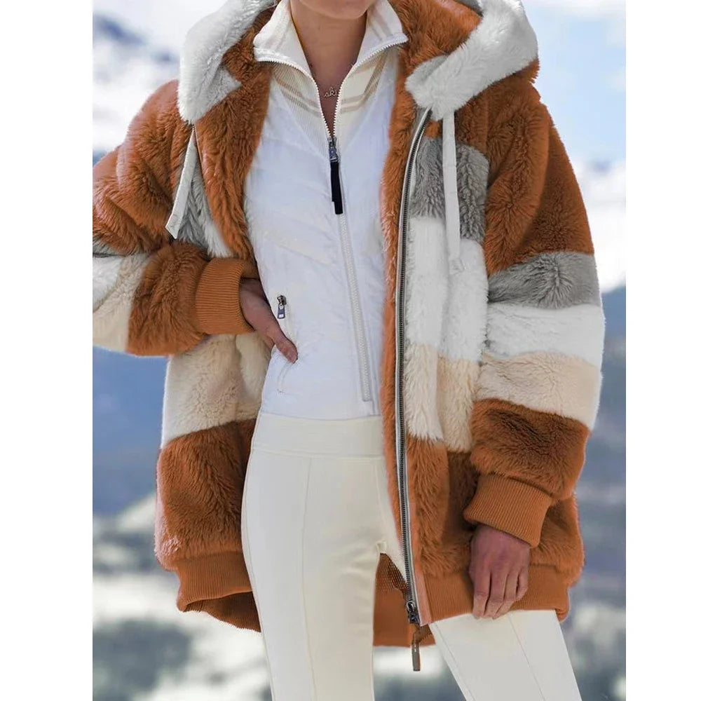 MAHILA | Oversized Hooded Plush Jacket For Women