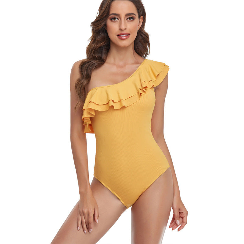 Chic Ruffle One-Shoulder Swimsuit