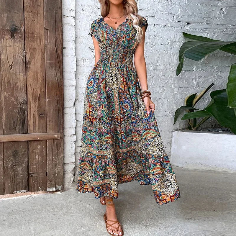 light green-Women-Elegant-Elastic-Waist-Maxi-Dress.jpg