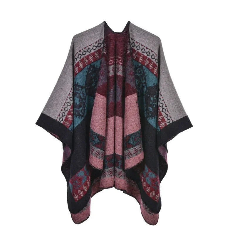 RHOMBIC-PINK BLACK-Winter-Fashion-Poncho-for-Women.JPG